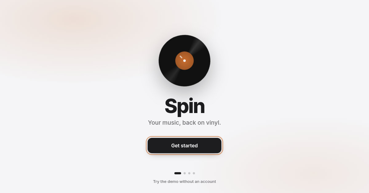 Spin on the desktop: a turntable with a record on the platter and a song ready to play.